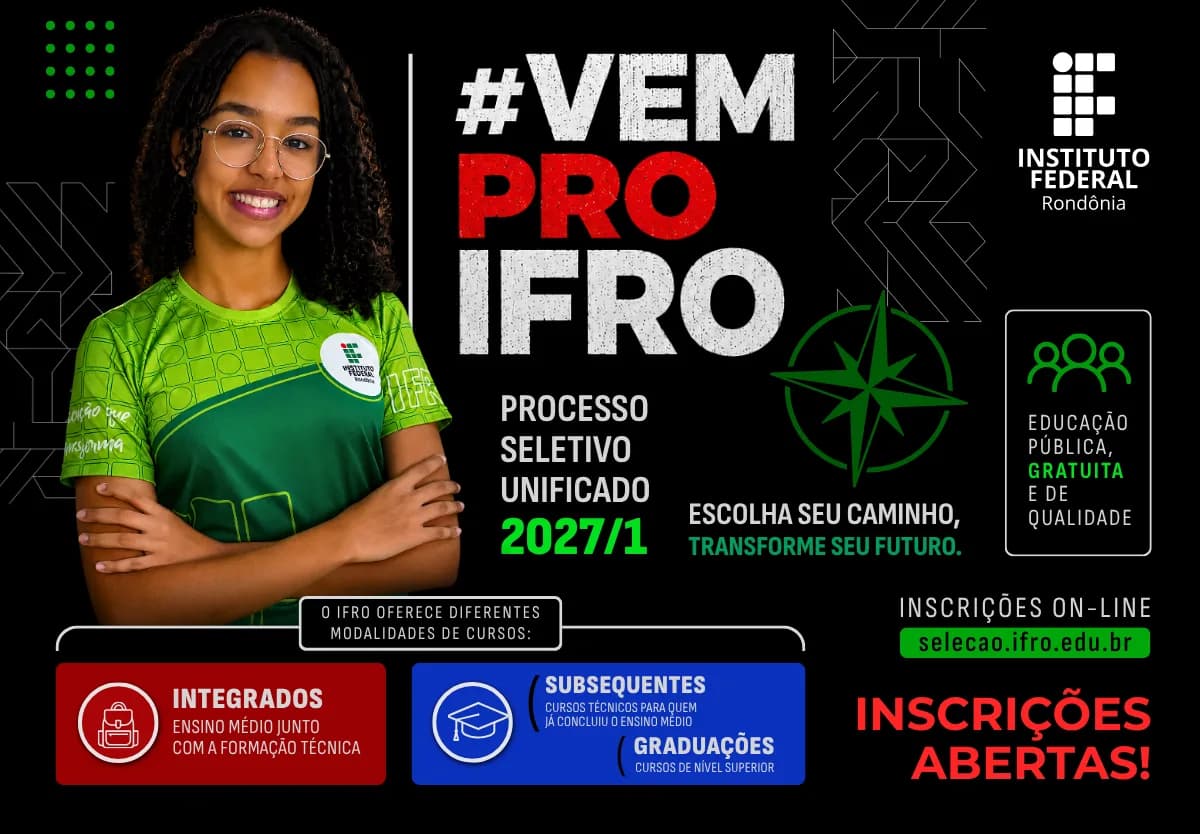 Inscrições para cursos técnicos integrados do IFRO são prorrogadas